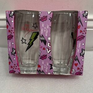 Betsey Johnson Purple Lightning Glasses, Set of 2